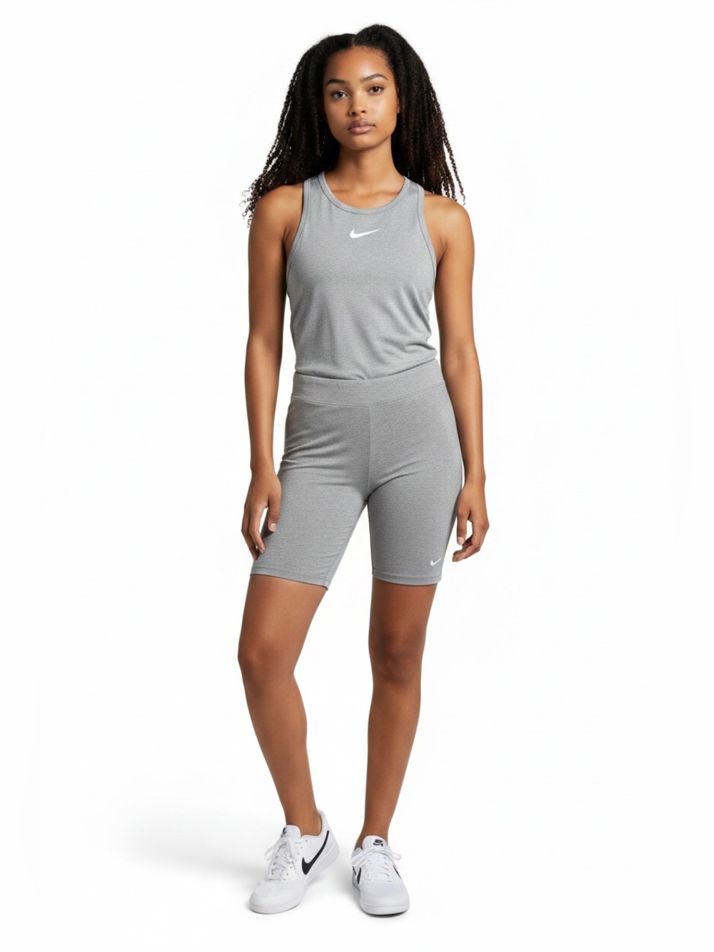 Nike Sportswear Essential Mid Rise 10" Biker Shorts Heather Grey XL (CZ8526-063)